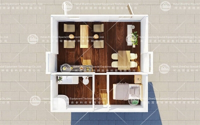 The interior space of the expandable container house